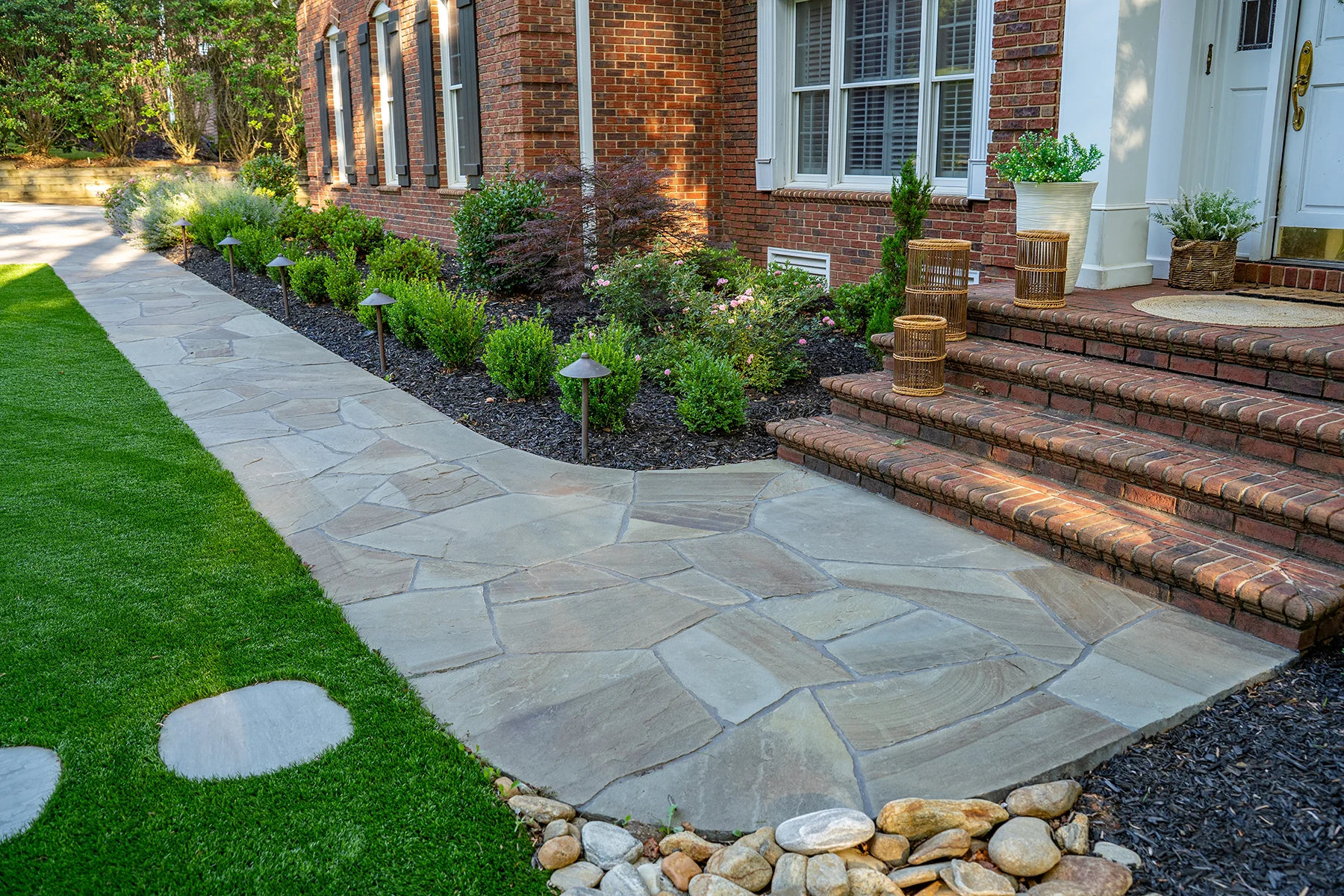 Complete front and pool deck renovation landscaping Greer SC project results