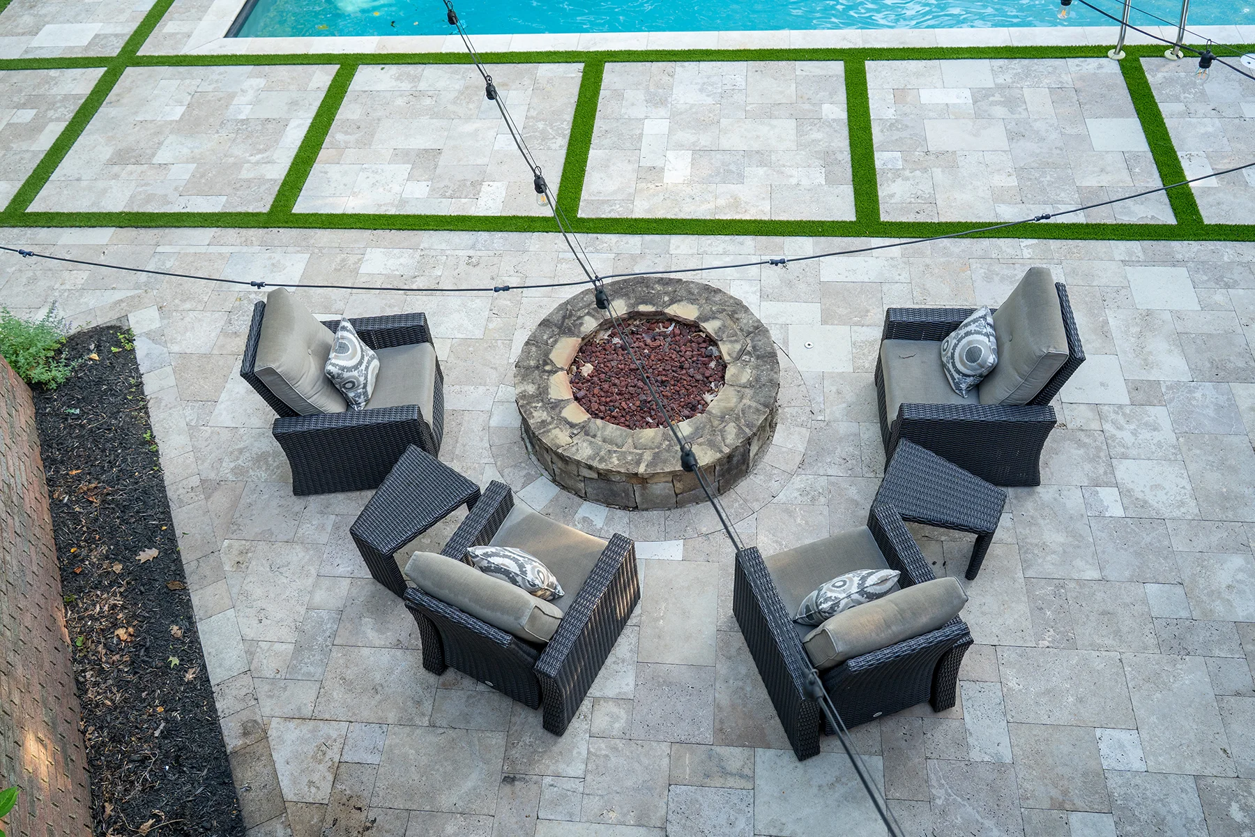 Landscaping Greer SC pool deck renovation featuring hardscape layout and modern transitions