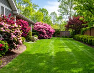Professional lawn care services transforming a yard in Greenville, SC, into a lush green space.