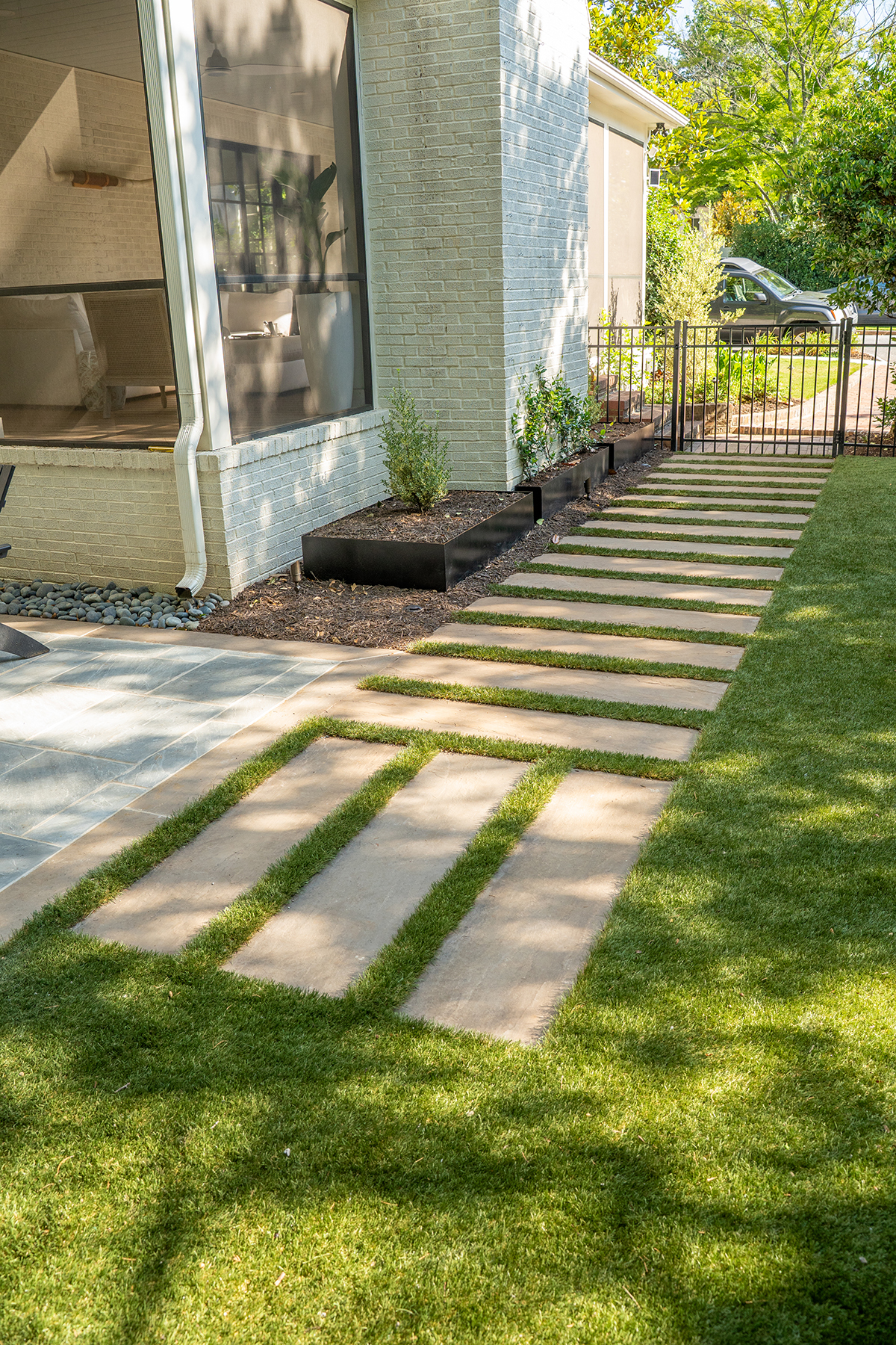 Phase one walkway installation in multi-phase landscape design, Greenville, SC