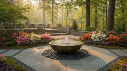 Birdbath water accent ideas for Greenville SC gardens incorporating low-maintenance native plants and subtle outdoor enhancements.