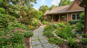 Sustainable landscaping in Greenville SC with native plants and eco-friendly hardscape elements