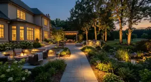 Energy-efficient outdoor lighting for Greenville SC estates with sustainable pathway and accent illumination